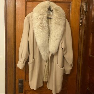 Vintage wool fur trimmed coat